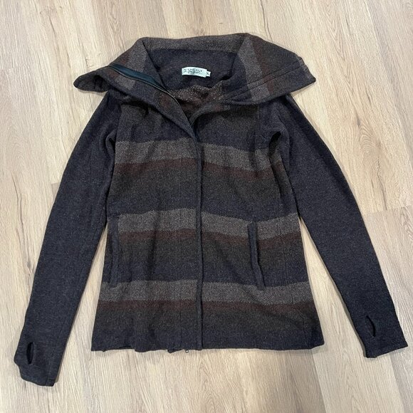 Nicholas K For Free People Pull Haze Sweater Jacket Size XL Striped Brown - Picture 3 of 12